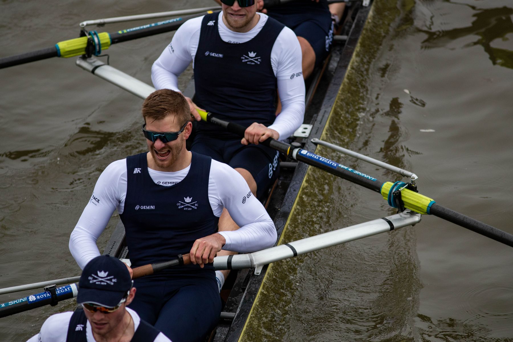 The Oxford crew rowing in the Boat Race